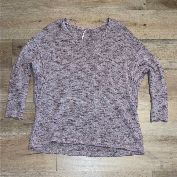 Free People Sweaters - Free People V-Neck Sweater in Pink and Gray alpaca mohair oversized boho